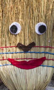 Süpürge ile doldurulmuş adam